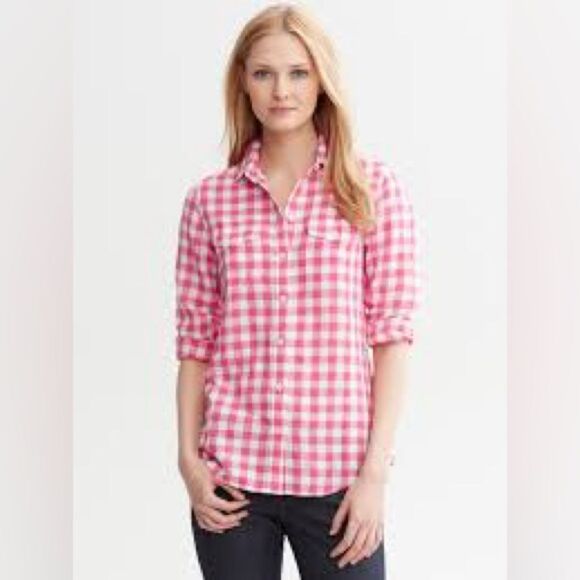 J. Crew Pink and White Button Down Top size S - Picture 1 of 5
